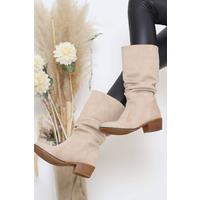 4 Cm Wrinkled Boots Suede Beige - 11968.264.