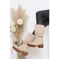 4 Cm Wrinkled Boots Suede Beige - 11968.264.