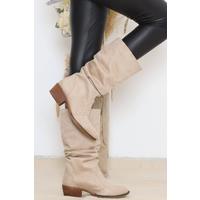 4 Cm Wrinkled Boots Suede Beige - 11968.264.