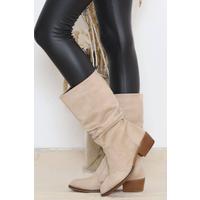 4 Cm Wrinkled Boots Suede Beige - 11968.264.