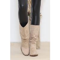 4 Cm Wrinkled Boots Suede Beige - 11968.264.