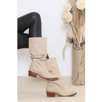 4 Cm Wrinkled Boots Suede Beige - 11968.264.