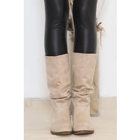 4 Cm Wrinkled Boots Suede Beige - 11968.264.