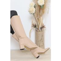 5 Cm Heeled Boots Beige - 12000.264.