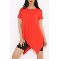 Asimetrik Kesim Viskon Bluz Kırmızı - 1061.1095.