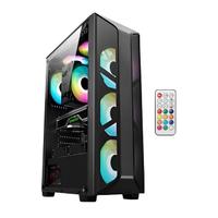 AZTECH AZT101-B TEMPERLI CAM SIYAH U.KUMANDALI+5xRGB FAN+SWITCH AKVARYUM GAMING KASA