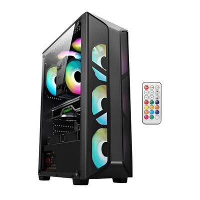 AZTECH AZT101-B TEMPERLI CAM SIYAH U.KUMANDALI+5xRGB FAN+SWITCH AKVARYUM GAMING KASA