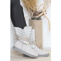 Lace Detailed Boots Suede Gray - 12397.264.