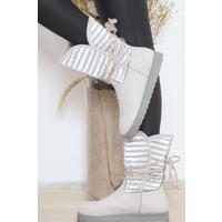 Lace Detailed Boots Suede Gray - 12397.264.