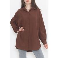 Рубашка с воздушными рукавами коричневая — 1538.255.