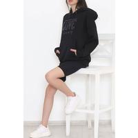Baskılı Kanguru Cep Sweat Siyah - 421.1145.