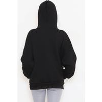 Baskılı Kapşonlu Sweat Siyah - 436.1145.