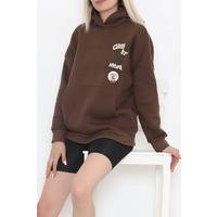 Басылған Hoodie Sweat Brown - 451.1145.