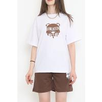 Baskılı Oversize Şortlu Takım Acıkahve - 12628.5238.