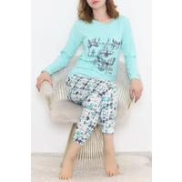 Baskılı Pijama Takımı Suyeşili - 12056.1751.
