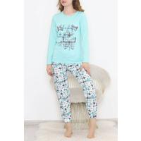Baskılı Pijama Takımı Suyeşili - 12056.1751.