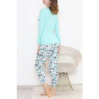 Baskılı Pijama Takımı Suyeşili - 12056.1751.
