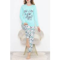 Baskılı Pijama Takımı Suyeşili - 12056.1751.