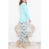 Baskılı Pijama Takımı Suyeşili - 12056.1751.
