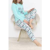 Baskılı Pijama Takımı Suyeşili - 12056.1751.