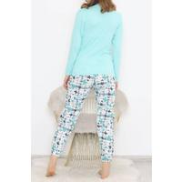 Baskılı Pijama Takımı Suyeşili - 12056.1751.