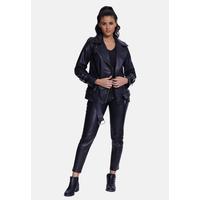 Women's Leather Coat B21-NAP-BLK