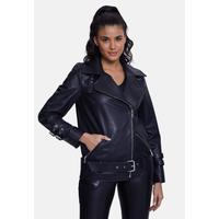 Women's Leather Coat B21-NAP-BLK