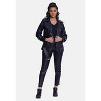 Women's Leather Coat B21-NAP-BLK
