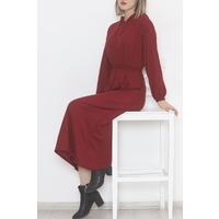 Beli Lastikli Kapşonlu Elbise Bordo - 10014.1778.
