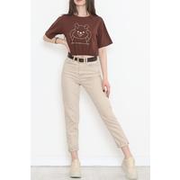 T-shirt with elasticated waist Light brown - 16541.1567.