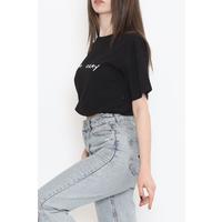 Beli Lastikli Crop Tişört Siyah - 16550.1567.