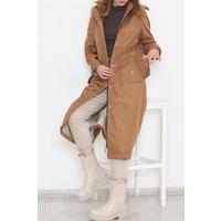 Coat with Elastic Waist, Tan - 11612.683.