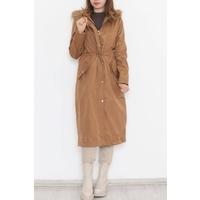 Coat with Elastic Waist, Tan - 11612.683.