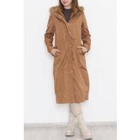 Coat with Elastic Waist, Tan - 11612.683.