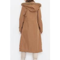 Coat with Elastic Waist, Tan - 11612.683.