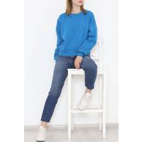 Bisiklet Yaka Sweat Saks - 425.1145.