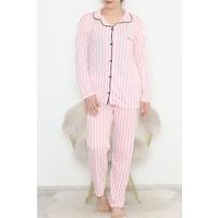 Plus Size Buttoned Pajama Set Pink Striped - 12521.1048.