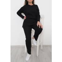 Büyük Beden Fitilli Takım Siyah - 10439.1567.