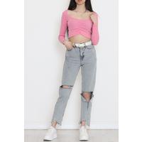 Büzgü Detaylı Bluz Pembe - 15940.1567.