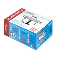 Stainless steel saucepan with glass lid, 18 cm, 2.2 l . MAUNFELD LAURA MCS22S08GR