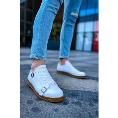 CH191 - CKT Side Buckle Erkek Ayakkabı BEYAZ