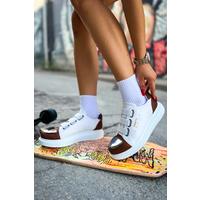 CH251 GBT Mirror Furry Kadın Ayakkabı BEYAZ/TABA