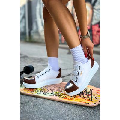 CH251 GBT Mirror Furry Kadın Ayakkabı BEYAZ/TABA