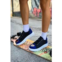 CH251 GBT Mirror Furry Kadın Ayakkabı SIYAH/SAX MAVI