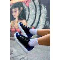 CH251 GBT Mirror Furry Kadın Ayakkabı SIYAH/SAX MAVI