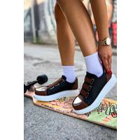 CH251 GBT Mirror Furry Kadın Ayakkabı SIYAH/TABA