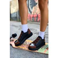 CH251 GST Mirror Furry Kadın Ayakkabı SIYAH/TABA