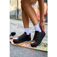 CH251 GST Mirror Furry Kadın Ayakkabı SIYAH/TABA