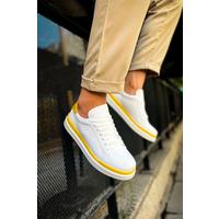 CH979 - Santoni GBT Spor Erkek Ayakkabı BEYAZ/SARI