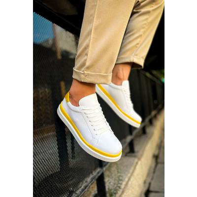CH979 - Santoni GBT Spor Erkek Ayakkabı BEYAZ/SARI